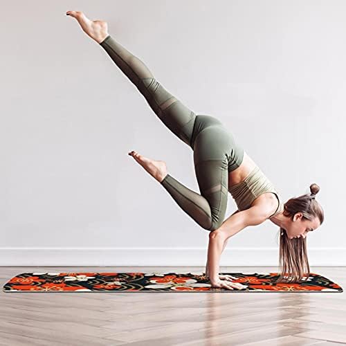 Дебел нескользящий постелката за йога и фитнес 1/4 с Хубав Цветен принтом за практикуване на Йога, Пилатес и фитнес на пода (61x183 см)