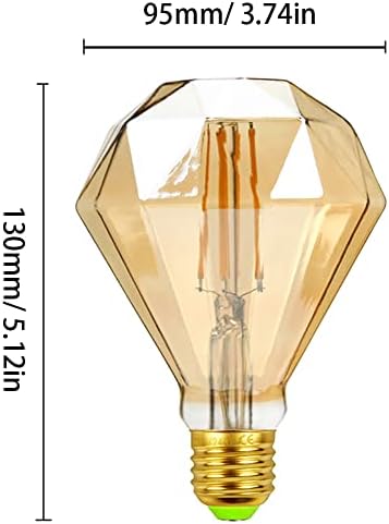 Декоративна Крушка на Едисон с форма на Диамант G95, 4 W, Led Лампа с нажежаема Жичка, Ностальгическая Led Крушка на Едисон, Равностойността на 30 W, Еквивалент за Косене на