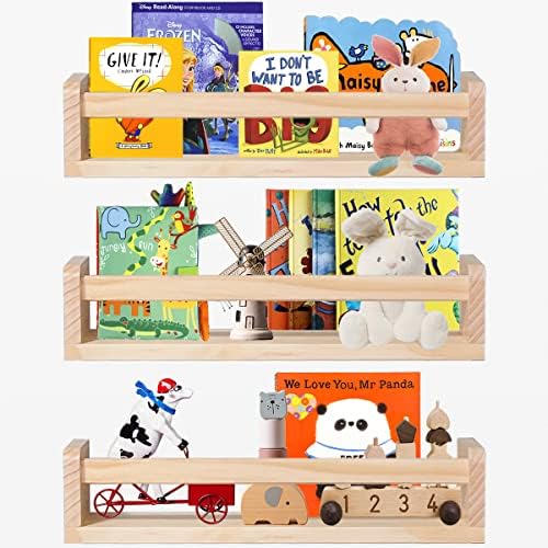 Комплект от 3 Рафтове за детска Стая, Плаващ лихвен лавица за книги за Деца, Детска Стая, Спалня, Кухня, Санитарен Възел, Малка лавица