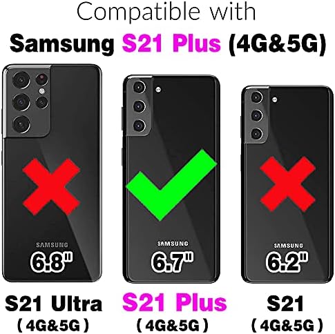 Asuwish е Съвместим с Samsung Galaxy S21 Plus Glaxay S21 + чанта-портфейл 5G и Защитно фолио за екран от закалено стъкло, Флип-Държач