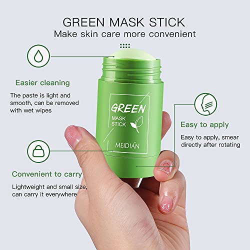 MEIDIAN Green Tea Mask Stick - Маска-стик за лице с екстракт от зелен чай, каолином, витамин е За контрол на омазняване и хидратиране - Осветляющая формула за премахване на тъмнит