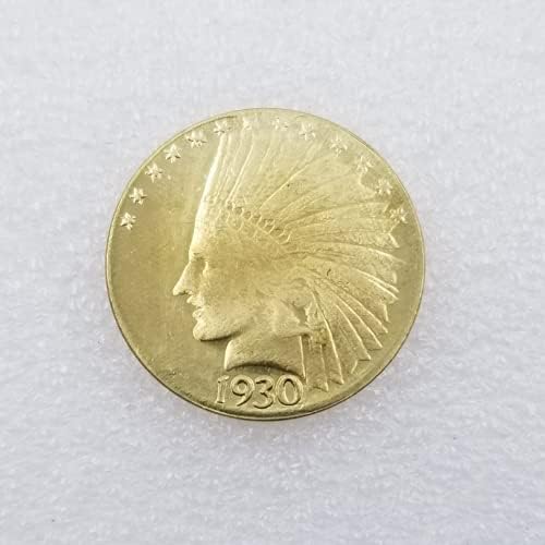 Kocreat Копие от 1930 Главата на Индийския Орел Десет Долара Златна Монета-Сувенир, Монета на САЩ Щастливата Монета Скитник Монета Морган Долар Реплика Колекция