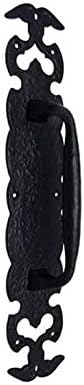 Adonai Hardware Lydda Тежкотоварни Декоративна рамка, която тяга от антикварен чугун с табела (1, черна, Настъргани с масло) за Реколта Плъзгащи се френски дървени врати на Ба?