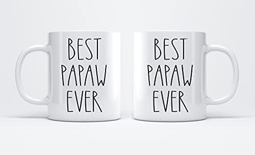 Най-добрата кафеена чаша Papaw Някога - Подаръци за Коледа - Подаръци Papaw за рожден Ден Кафеена чаша - Ден на бащата / Ден на майката - Семейна кафеена чаша За рождения си