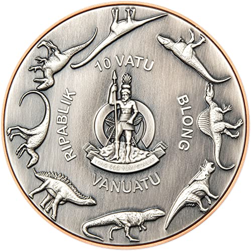 2023 DE Двойна Гигантска Сребърна монета PowerCoin Стегозавр Биметаллические Динозаврите Сребърна Монета 10 Памук Вануату 2023 Антични