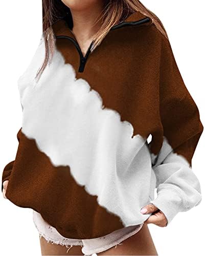 KUAILEYA женската половина от мълния пуловер тримесечие на мълния дамски hoody с дълъг ръкав оверсайз с цепка отстрани трикотажный пуловер пуловер