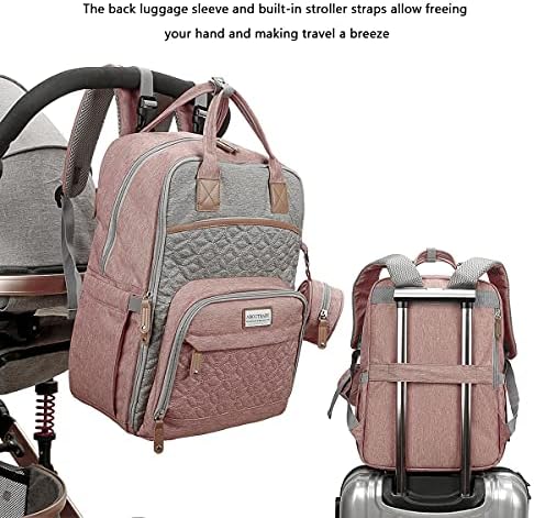 Раница за памперси MOMIGO Baby - Голям Водоустойчива чанта за пелени с ремъци за колички и калъф за зърната, Унисекс, Стилна раница за
