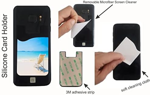 Бял Плажен Стол Sunny Seas Design - Силиконов 3 М Лигав Чанта-портфейл за Кредитни карти, Приклеивающийся до чехлам за мобилни телефони iPhone / Android Galaxy