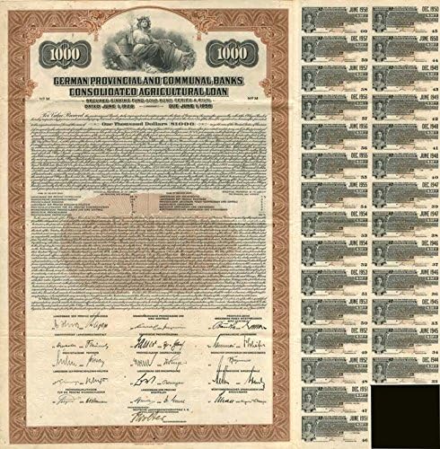 Германските провинциални и общински банки Консолидировали Облигации земеделски кредит 1928 г. под 6,5% (без заличаване)