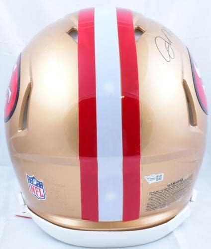 Джо Монтана подписа Истински каска San Francisco 49ers F / S 64-95 Speed Authentic-Фанатици - Каски NFL с автограф