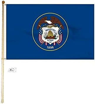 MWS 5-Подножието на Дървен Пилон Комплект За монтиране на Стена Скоба с Флага на щата Юта 3x5