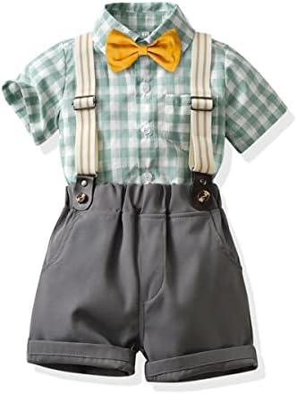 JunNeng/Комплекти Джентльменских Шорти за малки Момчета, Костюми Flomal, облекло за Бебета, Риза с Папийонка + Къси Стягане