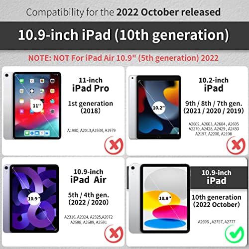 Калъф EasyAcc за iPad на 10-то поколение 2022, 10,9 Инча, Тънка Твърда Задната част на кутията 10-то поколение, Защитен smart-калъф-поставка