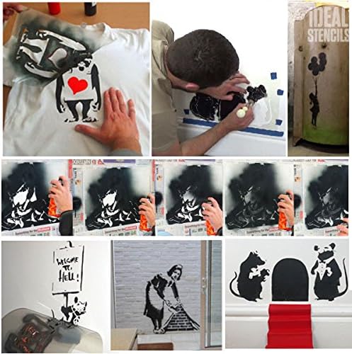 Шаблони за графити с крысой Banksy - Добре дошли в Ада, Плъх / за многократна употреба Шаблони за дома и художествено творчество (L /
