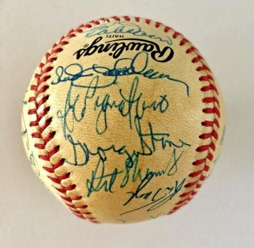 РЯДЪК ДЕН ВЕТЕРАНИ в Нюйоркския клуб 1986 Г., с автограф от N. L. Ball - 29 подписи - ПИСМО W. Мейс JSA - Бейзболни топки с автографи