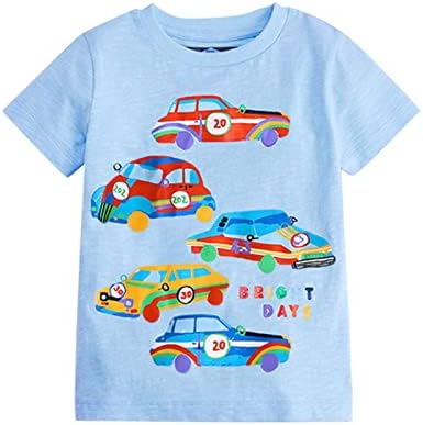 Тениски с къс ръкав за малки Момчета, Ежедневни Памучни Тениски с изображение на Автомобила, Лятна Горна дреха с деколте Лодка, Тениски,