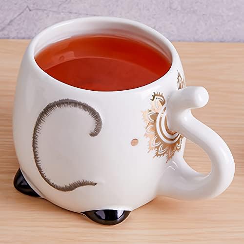 Чаша със слон, керамични 3D кафеена чаша във формата на хубаво животно, 16 унции, новост, забавна чаша за чай с дръжка