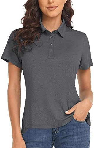 Дамски ризи Топка за голф Polu, Абсорбиращи Влагата Ежедневни Ризи с къс ръкав и яка На 4 копчета