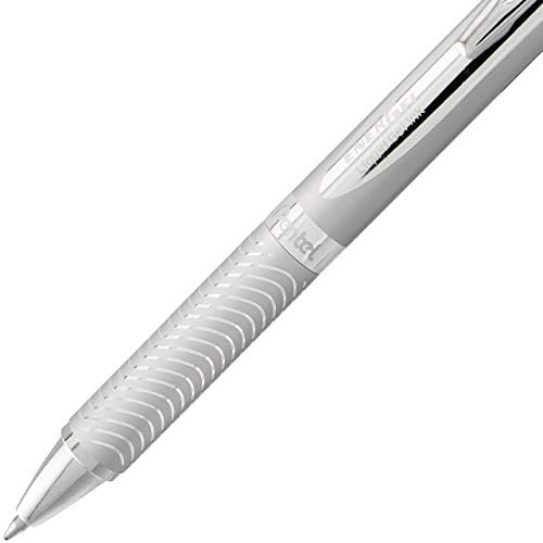 Гел химикалка Pentel EnerGel Alloy RT, Среден Метална капачка, Сребрист корпус, Черно мастило, 1 парче (BL407BP)