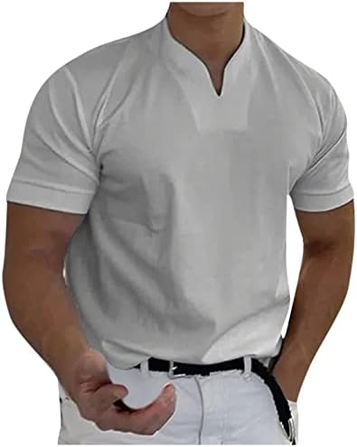 Мъжки Обикновена тениска AMZoc, Ежедневни Однотонная Мъжки Бизнес тениска с V-Образно деколте и къс ръкав за Фитнес