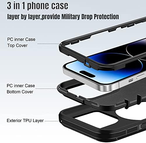Магнитен калъф за iPhone 14 Pro Max с поставка за краката, Съвместим с MagSafe [Защитно фолио за екрана] Сверхпрочная Ударопрочная защита