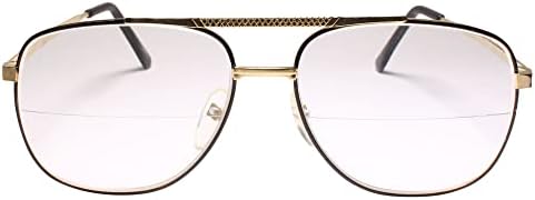 Vintage слънчеви Очила за четене с Квадратни Златни Бифокальными Лещи 90-80-те години 2.00