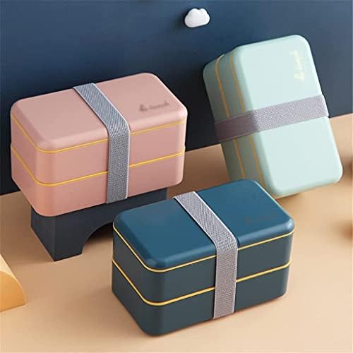 Brotdose Съм Japanischen Stil Doppellagige, Separate Bento-Box Tragbare Mikrowellen-Brotdose Für Kinder Mit Büroangestellter (Color :