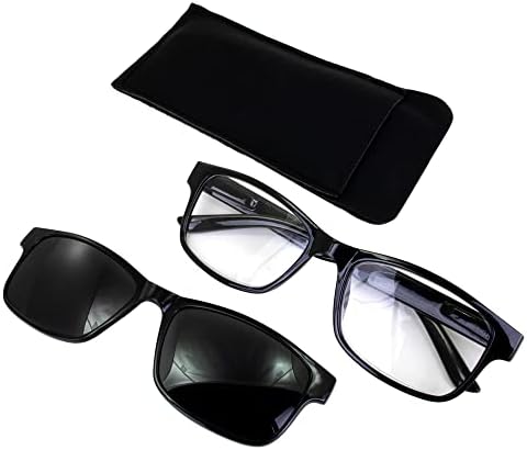 Очила за четене Global Vision + 2,25 увеличаване на Черна рамка с Прозрачни лещи и съответните поляризирани стъкла вставными