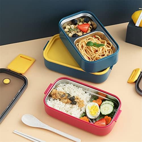 MJWDP Сладко Обяд-кутия от неръждаема стомана, японски Bento Box, Преносим Кутия за съхранение на плодове и прибори за готвене (Цвят: