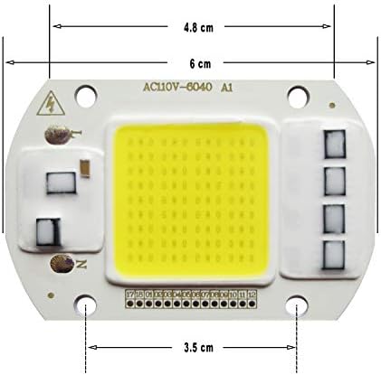 Tesfish 2PCS COB LED Chip 50W 110V Двигател Бяла Светлина, Интегрирана Интелигентната IC Водача за прожектор