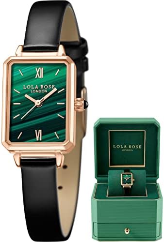 Стилни дамски часовници Lola Rose Дамски Ръчен часовник с каишка от естествена кожа, Дамски Часовник със зелен циферблат, Часовници за