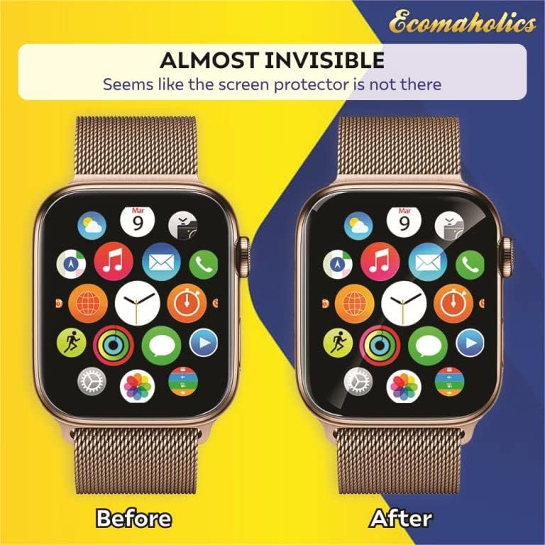 Экомахолики (обновена опаковка от 6 теми, съвместима с Apple Watch 40 мм Series SE / Apple Watch Серия 7/8 41 мм, защитно фолио за екрана, защищающая от надраскване, самовосстанавливающ