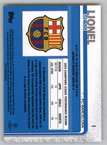 2018-19 2019 Начело с Хром шампионската Лига на УЕФА за №1 на Лионел Меси Барселона Футболна Търговска карта