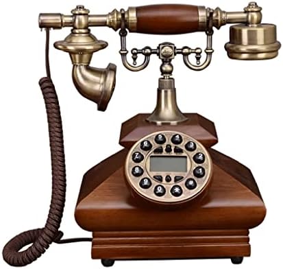 LEPSJGC Антикварен Стационарен телефон в Ретро стил от масивно Дърво, Бутон, определени с id на обаждащия се, хендсфри с подсветка (Цвят: задно HF)