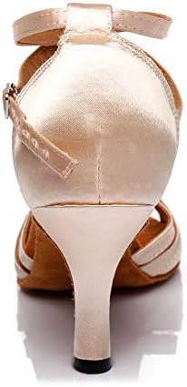 DKZSYIM/ Дамски Сатенени Обувки за латино Танци, Бални Обувки за Салса занимания, Сватбени Обувки за танци в помещението, Модел YC-D8