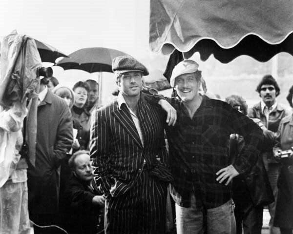 The Sting 1973 Пол Нюман и Робърт Редфорд позира на снимачната площадка пред камерите снимка 4x6