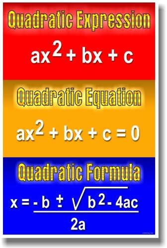 Квадратно израз, Квадратно уравнение, Квадратна Формула - Плакат За клас по Математика