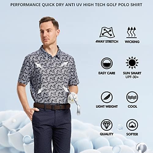 Мъжки Ризи Поло С Къс Ръкав Dry Fit Performance, Абсорбиращи Влагата, Ежедневни Ризи Поло с Принтом Dry Fit И Яка Игрища за Мъже
